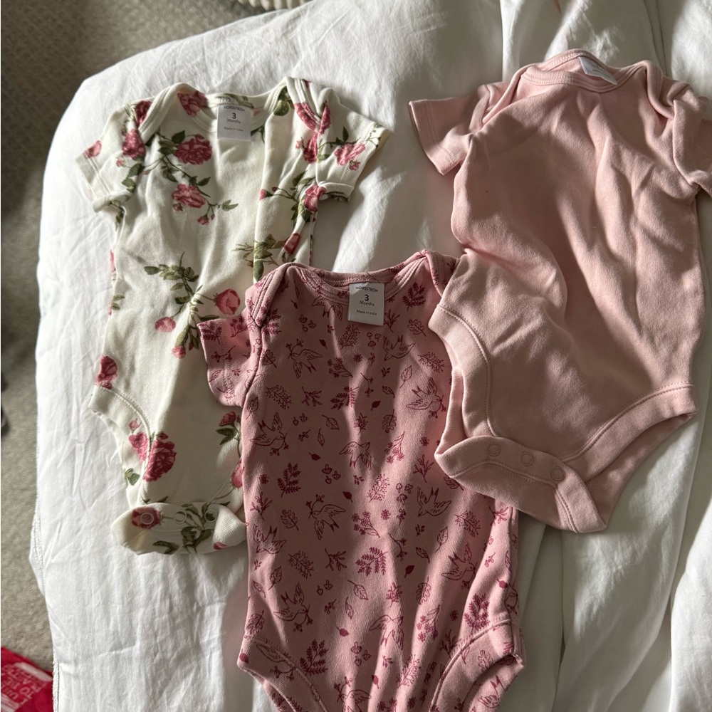 Nordstrom Floral and Pink Bodysuit Trio